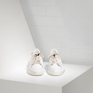 Men Golden Goose GGDB Ball Star Leather In White Gold Sneakers