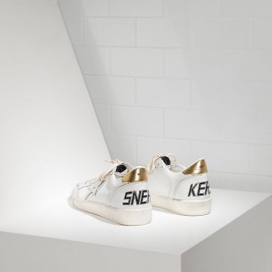 Men Golden Goose GGDB Ball Star Leather In White Gold Sneakers
