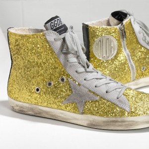 Men Golden Goose GGDB Francy All Over Glitter In Camoscio Lime Glitter Sneakers