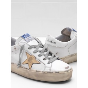 Men Golden Goose GGDB Hi Star Calf Leather Slight Vintage Treatment Star In White Sneakers