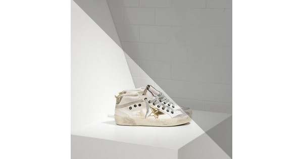 Men Golden Goose GGDB Mid Star In Leather Star White Military Gold ...