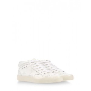 Men Golden Goose GGDB Mid Star In All White Sneakers