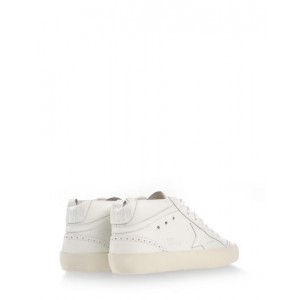 Men Golden Goose GGDB Mid Star In All White Sneakers