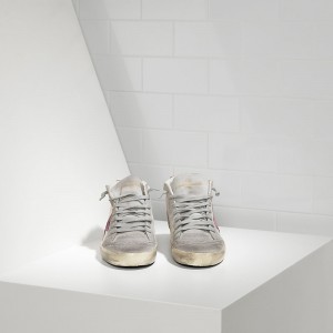 Men Golden Goose GGDB Mid Star In Camoscio White Pink Star Sneakers