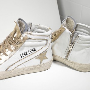 Men Golden Goose GGDB Slide In Pelle White Gold Star Sneakers