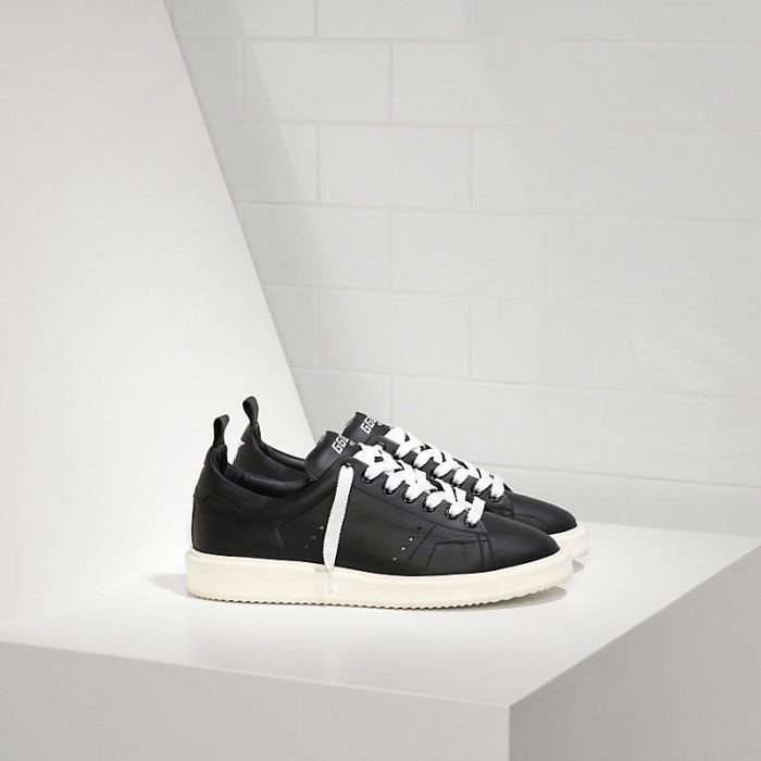 Men Golden Goose GGDB Starter In Calf Leather Black White Sole Sneakers