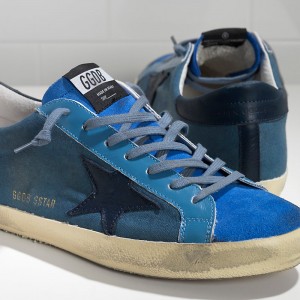 Men Golden Goose GGDB Superstar In Blue Canvas Sneakers