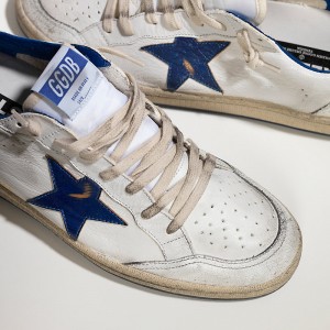 Men Golden Goose GGDB Superstar In Blue Star Logo White Leather Sneakers