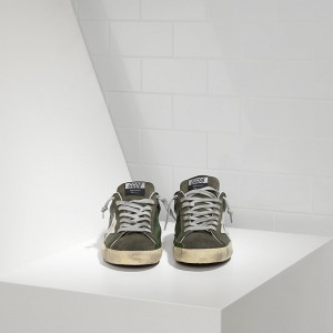 Men Golden Goose GGDB Superstar In Green Leather Forest Sneakers
