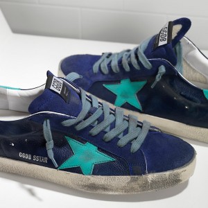 Men Golden Goose GGDB Superstar In Ny Leather Blue Sude Sneakers