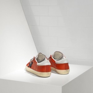 Men Golden Goose GGDB Superstar In Red Leather White Sude Sneakers