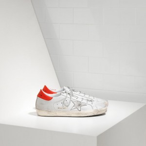 Men Golden Goose GGDB Superstar In White Leather Red Sneakers