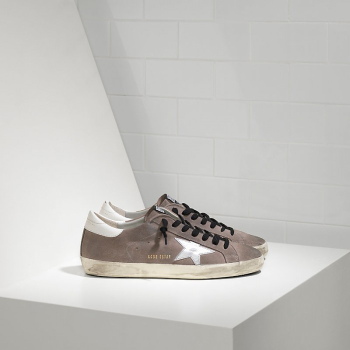 Men Golden Goose GGDB Superstar Leather In Mid Grey Suede White Sneakers