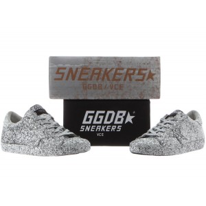 Men Golden Goose GGDB Superstar Ricoperta Silver Glitter Sneakers