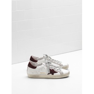 Men Golden Goose GGDB Superstar Calf Leather In Wine Star White Sneakers