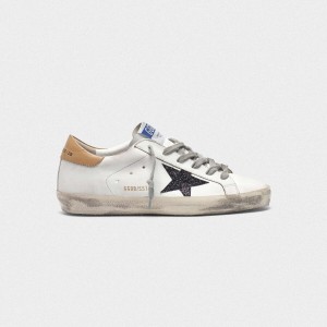 Men Golden Goose GGDB Superstar In Leather With Glittery Star Yellow Sneakers