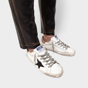 Men Golden Goose GGDB Superstar In Leather With Glittery Star Yellow Sneakers