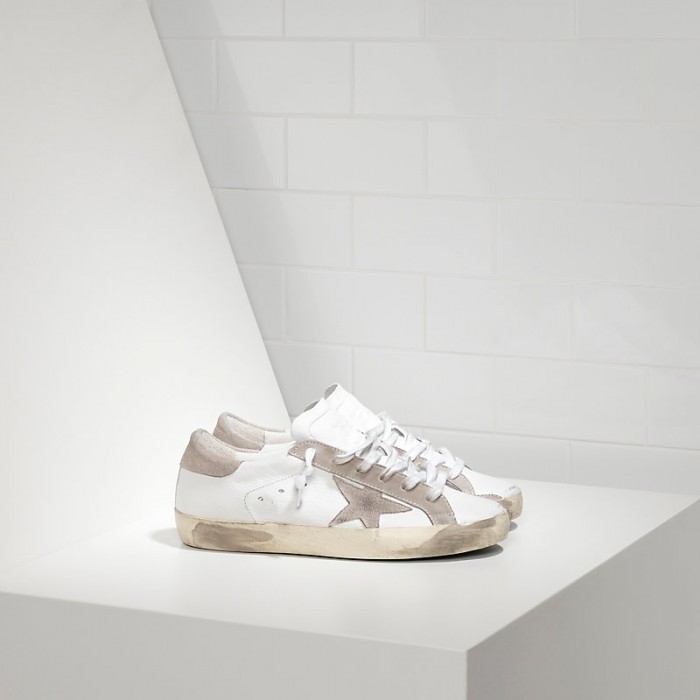 Men Golden Goose GGDB Superstar In Leather With Suede Star White Sneakers