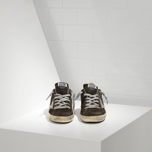 Men Golden Goose GGDB Superstar In Suede And Leather Star Coffee Sneakers