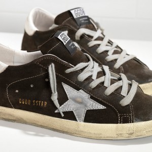 Men Golden Goose GGDB Superstar In Suede And Leather Star Coffee Sneakers
