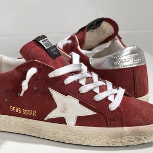 Men Golden Goose GGDB Superstar In Suede Leather Red Suede White Star Sneakers