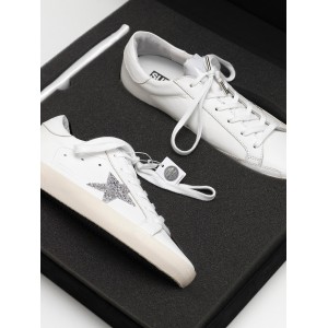 Men Golden Goose GGDB Superstar Leather Glitter Star In Laminated Silver Sneakers