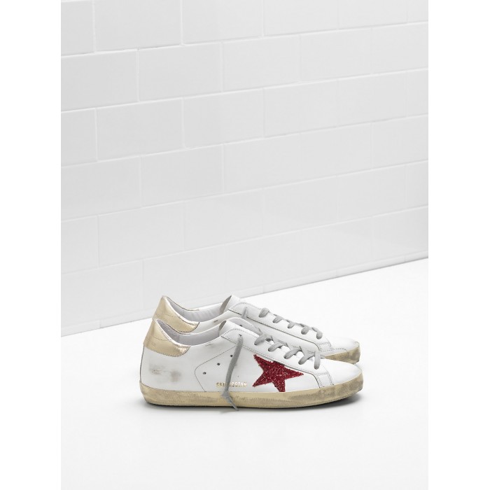 Men Golden Goose GGDB Superstar Leather In Red Star White Sneakers