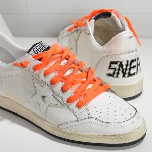 Women Golden Goose GGDB Ball Star Leather In Orange Lace Sneakers