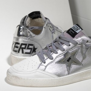 Women Golden Goose GGDB Ball Star Leather In Silver Mirror Sneakers