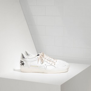 Women Golden Goose GGDB Ball Star Leather In White Silver Sneakers