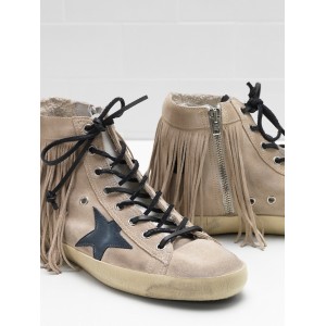 Women Golden Goose GGDB Francy Suede Star And Tongue In Leather Sneakers