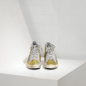 Women Golden Goose GGDB Francy All Over Glitter In Camoscio Lime Glitter Sneakers