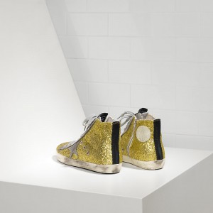 Women Golden Goose GGDB Francy All Over Glitter In Camoscio Lime Glitter Sneakers