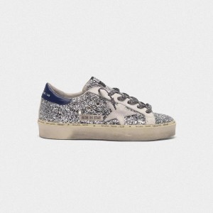 Women Golden Goose GGDB Hi Star With Glitter White Star And Leopard Print Laces Sneakers