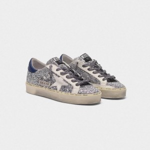 Women Golden Goose GGDB Hi Star With Glitter White Star And Leopard Print Laces Sneakers