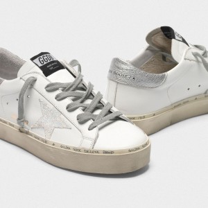 Women Golden Goose GGDB Hi Star With Iridescent Star And Silver Sneakers