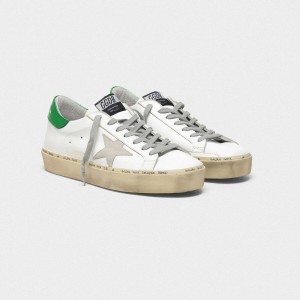 Women Golden Goose GGDB Hi Star With Laminated Heel Tab In White Green Sneakers