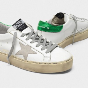 Women Golden Goose GGDB Hi Star With Laminated Heel Tab In White Green Sneakers