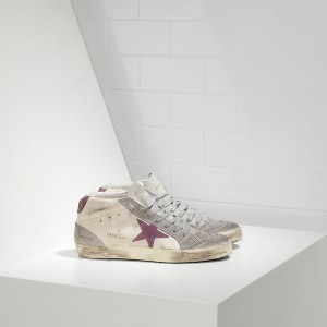 Women Golden Goose GGDB Mid Star In Camoscio White Pink Star Sneakers