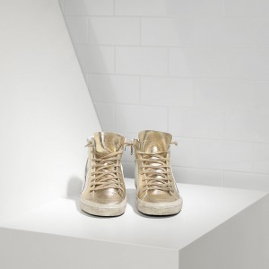 Women Golden Goose GGDB Slide In Pelle White Gold Star Sneakers