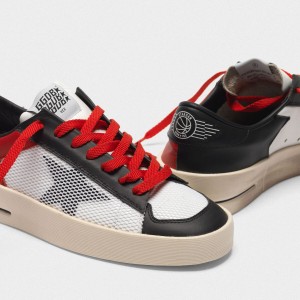 Women Golden Goose GGDB Stardan In Red And White Leather With Mesh Inserts Sneakers