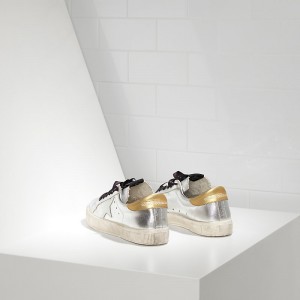 Women Golden Goose GGDB May In Silver Gold White Star Sneakers