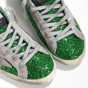 Women Golden Goose GGDB Superstar Emerald Green Glitte Sneakers