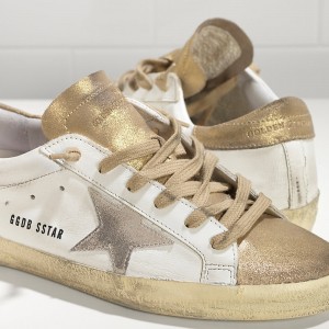 Women Golden Goose GGDB Superstar In Gold White Suede Star Sneakers