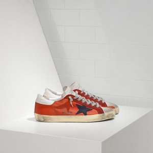 Women Golden Goose GGDB Superstar In Red Leather White Sude Sneakers