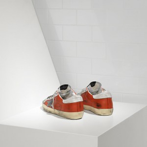 Women Golden Goose GGDB Superstar In Red Silver Leather Sneakers