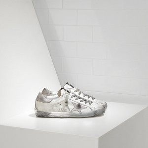 Women Golden Goose GGDB Superstar In Sparkle White Silver Sneakers