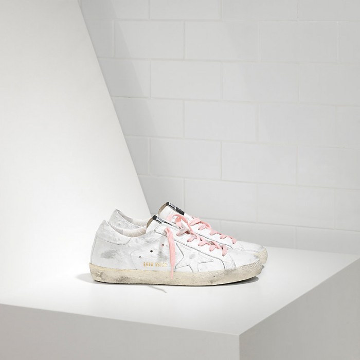 Women Golden Goose GGDB Superstar In White Pink Lace Sneakers