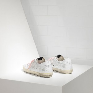 Women Golden Goose GGDB Superstar In White Pink Lace Sneakers