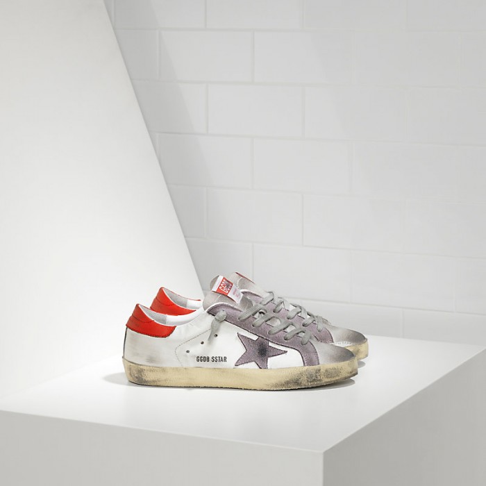 Women Golden Goose GGDB Superstar In White Red Violet Star Sneakers
